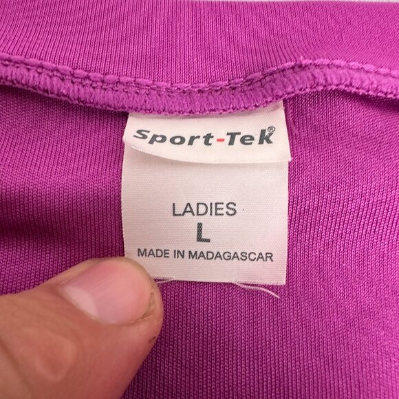 Sport-Tek Women's V-Neck Short Sleeved T-Shirt Size L Purple - Picture 3 of 5